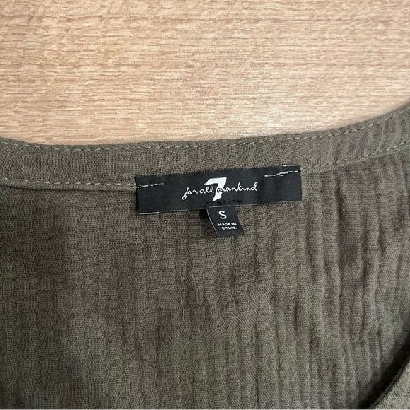 NWT 7 for All Mankind Cecelia Dress Gauzy Tiered Olive Green Midi Cotton Size S - Picture 3 of 6